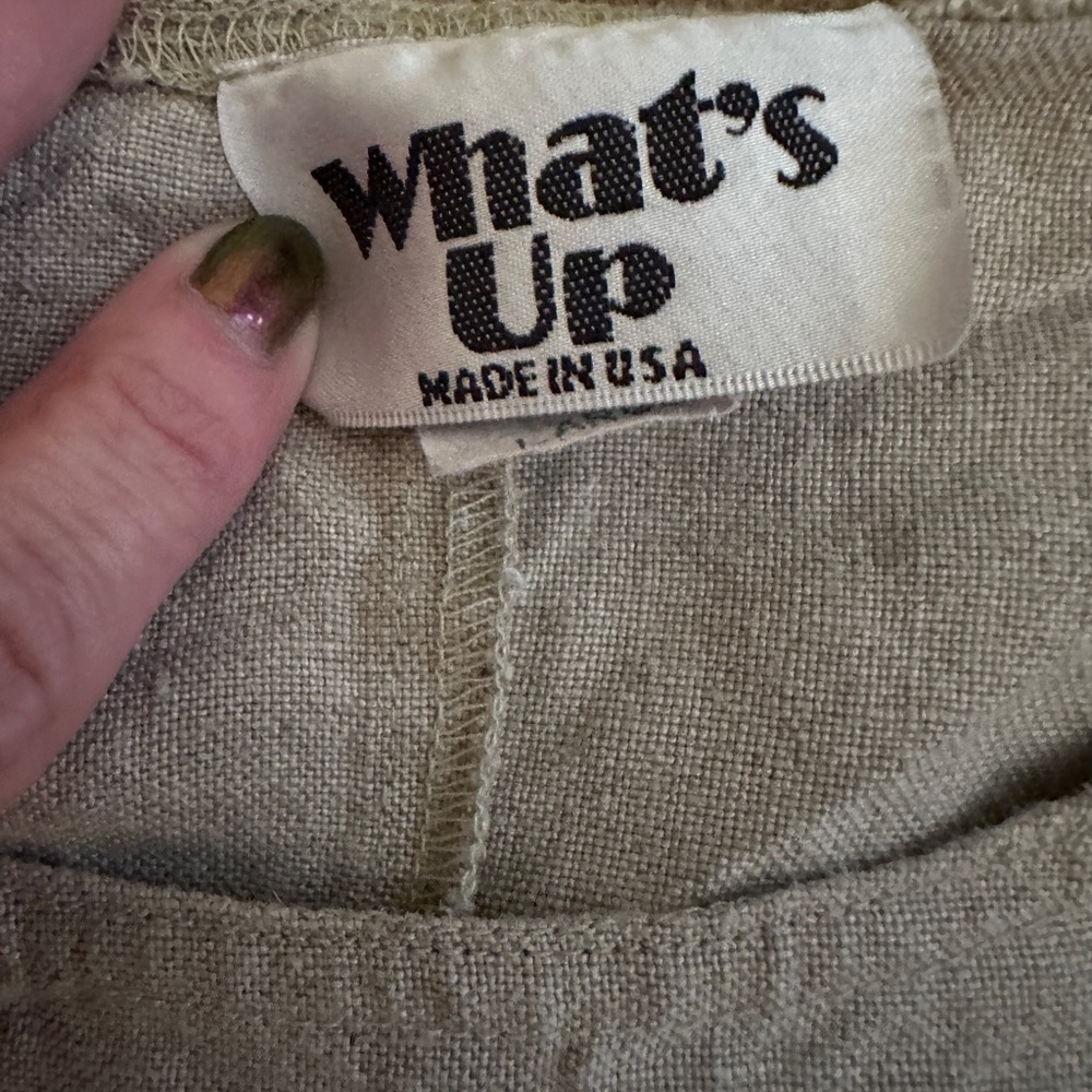 What’s Up Minimal Long Sleeve linen Maxi Dress in Light Beige - Picture 3 of 7